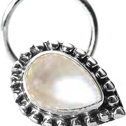 jsaj Stone Nose Pin Wire Nose Pin in Pure 92.5 Sterling Silver-picture-21