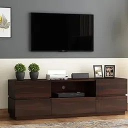 AMBICA WOODMART Sheesham Wood T.V Unit | T.V Unit with 5 Drawer & 1 Shelves Storage | Wooden T.V Unit for Your Living Room | Finish (Dark Walnut) | TV Unit Cabinet A02 | image 1