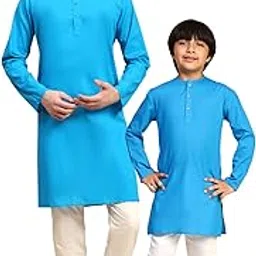 skavij Pure Soft Cotton Kurta Pajama Set Combo for Father and Son Dress-picture-53