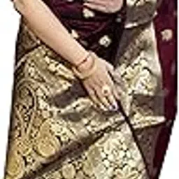 women elegence Women's Banarasi Silk Saree with Intricate Gold Zari Weaving & Unstitched Blouse Piece – Traditional Indian Wedding Attire-picture-33