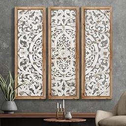 CASA CRAFT Wooden Wall Panel for Living Room, 90x90 cm (White Antique) Elevate Your Space with Wood The Art of Walls : A Classic Touch: Wooden Paneling The Essence of Nature-image-6