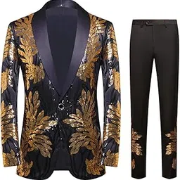 carffiv Men's High-end Positioning Sequins Luxury Suits One Button Shawl Lapel Blazer Jacket Pants,Men Tuxedo Suit Set-picture-23