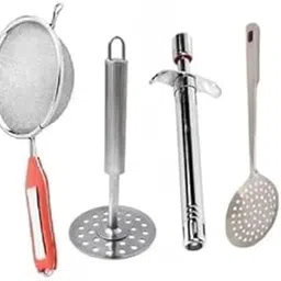 Kitchen Combo Stainless Steel Soup Strainer with Round Masher and Regular Steel Gas Lighter for Kitchen Cooking and_ Free Gift Multicolor Pack of 4 (DS-C)-picture-23