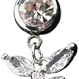 fensir Zircon Butterfly Belly Button Ring | Stainless Steel Rod with Dangling Dragonfly Body Piercing Jewelry-picture-14