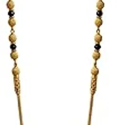 Traditional Gold-Plated Mangalsutra Necklace with Black Beads, Textured Ball Design-picture-35