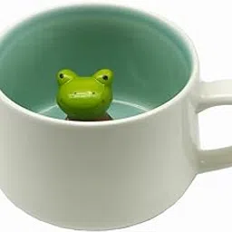 NOSCOMP 3D Animal Cup Coffee Mug Comes with A Cute Inside Creative Morning Mug Animal Cup for Hot&Cold Tea Milk Coffee Perfect for Kids Decorations (Frog)(Ceramic) 400 Milliliter-picture-12