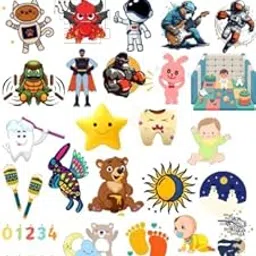 Glossy Vinyl Stickers Set of 34. Educational Vinyl Stickers, Colorful Kids Learning Collection with Superheroes, Animals, Numbers, Baby Themes, Astronauts for School, Nursery Decoration-image-36