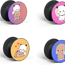 hubops bubu dudu Printed Phone Grip Mobile Holder Finger Grip Mobile Back pop Holder Mobile Socket Grips for Smartphones Phone Grip for Girls/Boys Pack of 4 (bubu dudu Printed Desing Combo 1)-picture-17