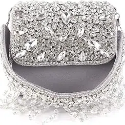 swisni Crystal Clutch Bag II Women's Traditional Designer Clutch For Women & Girls II Flap Clouser-picture-24