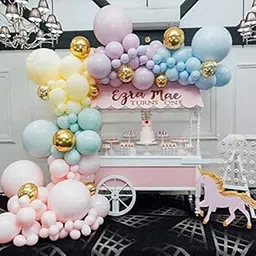 Party Propz Rubber Birthday Balloons - 115 Pcs Pastel Colour Balloons for Decoration - Happy Birthday Decoration Set-picture-46