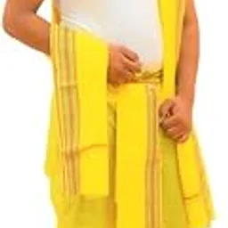 Shree Aparajeet creations Cotton Men's Panjakejam (Ready to wear) dhoti towel set with pocket (free size) (Safari yellow)-image-14