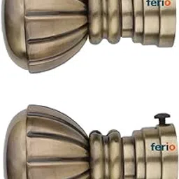 Ferio Antique Brass Decorative Curtain Holders Brackets for Door and Windows Curtaon Rod Holder Fitting for 1 Inch Rod Only Finials Home Décor Brass Finish (Pack of 2 Pcs)-image-1