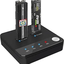 NVMe/SATA M.2 Duplicator Dual-Bay Offline Clone, USB C to NVME/SATA Docking Station for M2 SSD and NVMe PCIe Size-picture-55