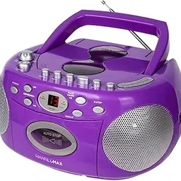 HANNLOMAX HX-323CD Portable CD Player, AM/FM Radio, Cassette Recorder, Records from CD or Radio, Headphone Jack, AC/DC Dual Power Source. (Purple)-picture-18