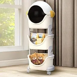 TOYPENTER 3-Tier Space Saving Storage Rack Organiser | Multipurpose Racks | Spaceman Shape Rack | Storage Racks For Kids-picture-57