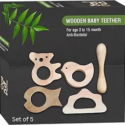 T one woods teethers for 3 to 6 Months Baby | Neem Wood teethers for 6 to 12 Months | Better Then Plastic and Rubber teether | Anti-Bacterial teether for Gums (Style-1)-image-90