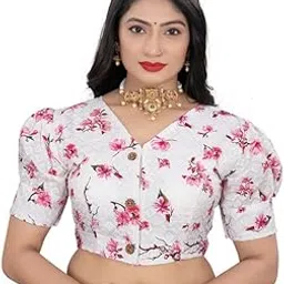 Women's Cotton Blend Floral Readymade Blouse (Pink, Size: Free Size)-PID50762-picture-45