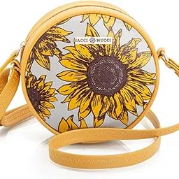 sacci mucci Women's Full Moon Trendy Round Sling Bag Handmade Bags for Females - Vegan Leather and Coated Cotton Canvas Fabric Lightweight and Durable-picture-36