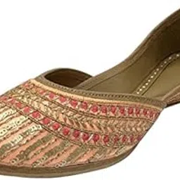 eshoe ethnic Women's Wedding Shoes Punjabi Jutti for Ladies Handmade Mojari Party Shoes White Multi-picture-13