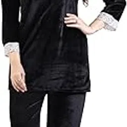 yazia Women's Supersoft Velvet Printed Nightsuit - Cozy Winter Pajama Set for Sleep & Lounge-picture-10