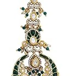 kushal's Fashion Jewellery Ruby-Green Victorian Polished Copper Kundan Tikka, Best for Bridesmaids, festive season & Special Occasion-picture-26