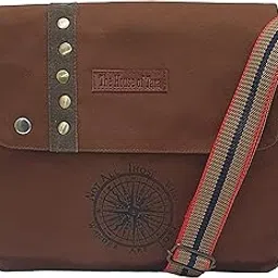 the house of tara Khaki Canvas Messenger Bag for Men and Women | Formal Business Crossbody Compact Bag for College Purpose | Side Bag Fits Tablets & Mobile | Handbags with Shoulder Straps image 1