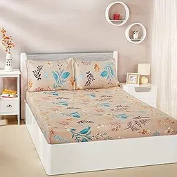 Amazon Brand - Solimo Polyester Wild Garden Double Bedsheet with 2 Pillow Cover, Multicolor, 120 GSM, 144 Tc-picture-12