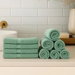 Small Cotton Face Towels Set of 12 Olive Green Soft Absorbent 400 GSM Fabric 25x25 cm Skin Friendly Quick Dry Lightweight Washcloths for Men Women Gym Spa Travel Baby Care Kitchen Bathroom Use-image-54
