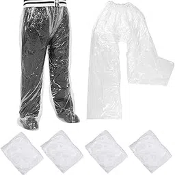 Rain Pants, 4 Pack Disposable for Men and Women, Waterproof PE Plastic Rain Pants for Outdoor Activities, Hiking, Travel, 120cm Length, White-picture-30