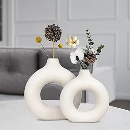 Rousrie Aesthetic Ceramic Flowers Vase for Bedroom, Living Room, Dining Table and More for Home Decoration and Gifting Flowers Pot 2 Different Size: 6 inch, 8 Inche,| Set of 2 Ceramic Vases-picture-31