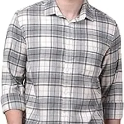 Men's Grey Checked 100% Cotton Shirt-image-16