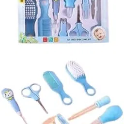 Baby Care Kit, 8-Piece Grooming Set with Nail Clipper, Brush, Comb and Healthcare Tools, Blue (2)-image-121