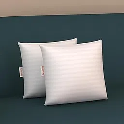 HAUSWAY Microfiber Square Cushion for Sofa & Bed | Soft, Fluffy for Comfort & Back Support | Breathable, Washable Cushion - White Stripe, Pack of 2 [16" x 16"]-picture-46