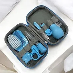 Baby Grooming Kit,Portable Baby Grooming Kit for New Born Baby,Finger Brush,Baby Nail Scissor,Baby Nail Cutter,Tweezer,Nail Filer,Newborn,Infants,Toddlers (Blue)-picture-15