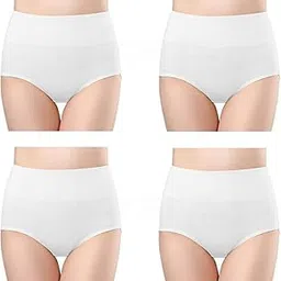 Women's High Waisted Cotton Underwear Ladies Soft Briefs Panties | Women Antibacterial Cotton Hipster Panty | Women's Seamless High -Rise Panties Hipster (Pack of 4)-image-44