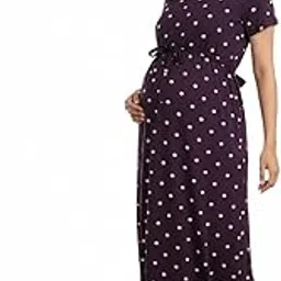 sasnk Zipless Feeding Maternity Loungewear for New Moms | 100% Cotton Nursing Nighty | Soft Purple Pre & Post Maternity Dress | Comfortable Pregnancy Wear & Easy Breastfeeding Gown-picture-22