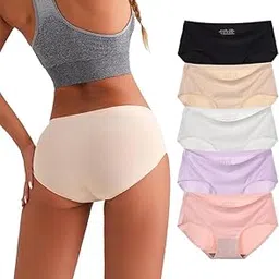 SunFlux® Seamless Underwear Women No Show Hipster Panties Mid Rise Full Coverage Soft Panties-picture-38