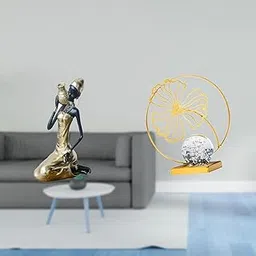 MERISHOPP African Tribal Lady Leaf Statue Handmade Resin and Iron Figurine Decorative Collectible Art Ornament for Study Room Office Desk Bedroom-image-82