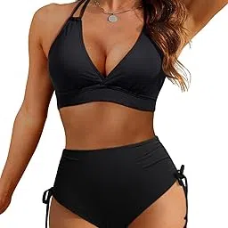 tempt me Women High Waisted Bikini Set Two Piece Push Up Bathing Suits Halter Swimsuits with Bottoms-picture-12