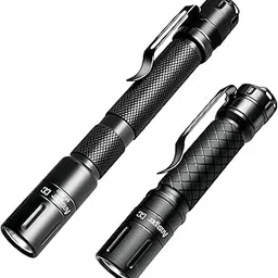 Mini Flashlight 3 Modes Small Flashlights LED Powerful High Lumens Tactical Pen Light with Clip,Slim Portable Pocket Compact Torch for Emergency Inspection AAA Battery Water-Resistant (3.4 & 5.2 inch)-image-49