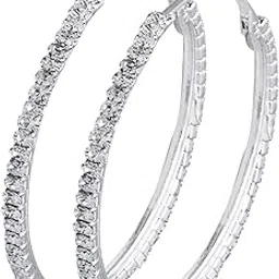 shining jewel - by shivansh Austrian Crystal and CZ Silver Plated Oversized and Large Hoop Earrings for Women (SJ_1357)-picture-36