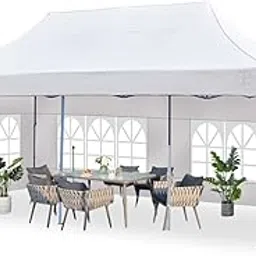 THESHELTERS - 10x20 ft Pop Up Canopy Tent, Instant Folding Portable Shelter Gazebo for Outdoor Party, Event, Wedding & Camping | Easy Installation Lawn (Classic White with 4 Walls)-picture-22