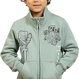 Kidsville Official Minecraft Graphic Printed Green Regular Fit Sweatshirt for Boys-picture-13