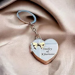 bbdgifts Customized Heart Shaped Keychain with Name or Photo | Personalized Gift for Him & Her | Romantic Couple Keyring for Anniversary, Birthday & Valentine’s Day image 1