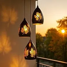 TRIPPING Black 3-Light Hanging Pendant Lamp PA-A62/3 with Leaf Laser Cut Dome Shades – Adjustable Height, Filament Bulb Compatible – Perfect for Dining Room, Living Room, Kitchen, Balcony, Hotels-picture-28