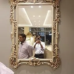 wood dart Royal Wooden Carved Mirror Frame | Mirror Frame Wooden Antique | Wall Hanging Mirror | Full Length Dressing Mirror | Solid Wood (Gold antiq) six is 36/24 inch's-picture-25