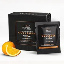 NewYou Marine Collagen Active Travel Pack, Japanese Collagen with Original Formulation, Healthy Skin, Joints, Hair Growth, Zero Sugar, Orange, 150 gm, 30 Sachet-image-35