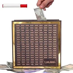 Wooden Money/Piggy Bank Money Box Big Size Square Design for Kids/Adult/Girls,1,00,000 Savings Challenge Box, Cashbox,Cash Wooden, Piggy Bank,Money Save, Savings Money-image-52