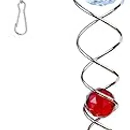 VPLLEX Laser Cut Wind Spinner with Color Sparkling Gazing Ball for Home Hanging Decor Ornament, Wall Hanging Decor Showpiece, Metal Rotating Hanging Wind Chime (Spinner Big Sprial)-image-21