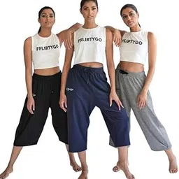 fflirtygo Women's Cotton Plain Calf Length Capri | Nightwear Pyjama | 3/4th Solid Pyjama Pant | Casual wear & Lounge Wear Capri Combo (Pack of 3)-picture-30